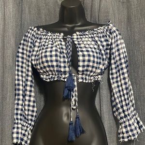 Majorelle blue gingham crop top